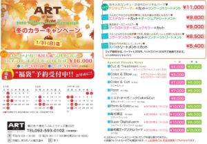福岡県 南区 春日市 大野城市 筑紫野市 太宰府市 美容室 美容院 ART of hair アートオブヘアー キャンペーン 冬季限定キャンペーン