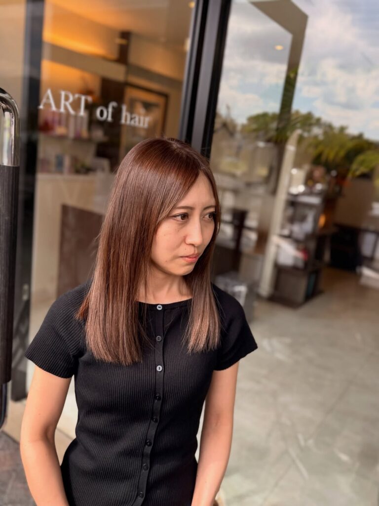 プレトワカラー 髪質改善トリートメント セミロングヘア 福岡美容室 美容室 美容院 女性 髪色 ヘアカラー ヘアサロン ARTofhair ART of hair アートオブヘアー アートオブヘア